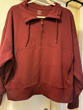 Old Navy Light-weight Maroon Quarter-zip Sweatshirt